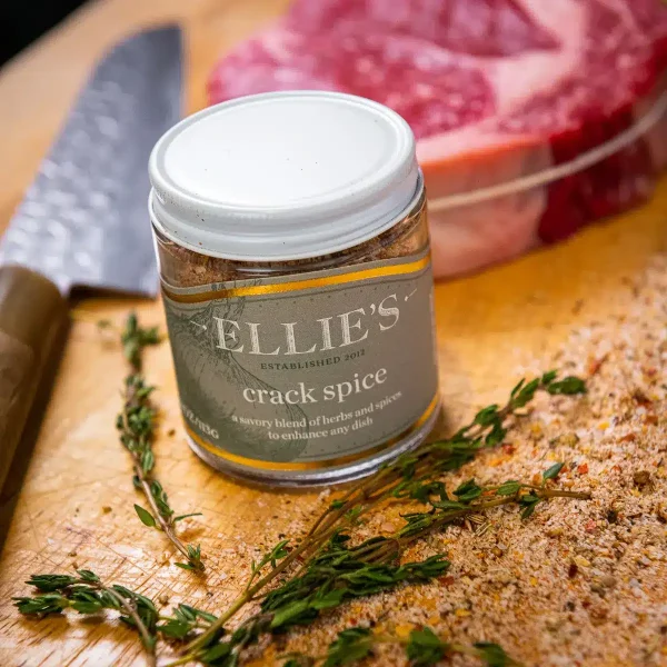 crack spice with meat and knife