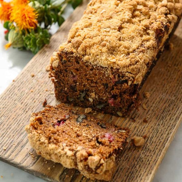 Sweet Potato Cranberry Walnut Bread serves 6 sweet potato bread, cranberry, walnut, oat crumb